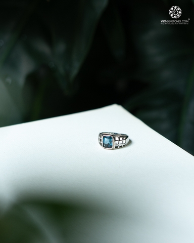 Nhẫn Bạc Đá Topaz London Unisex - Bạc 950 Phủ Bạch Kim