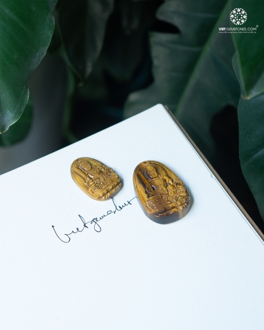 Mặt Dây Chuyền Văn Thù Bồ Tát Tuổi Mão Đá Mắt Hổ Vàng