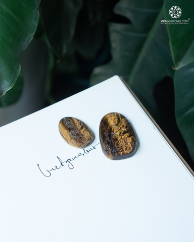 Mặt Dây Chuyền Phổ Hiền Bồ Tát Tuổi Thìn & Tỵ Đá Mắt Hổ Vàng