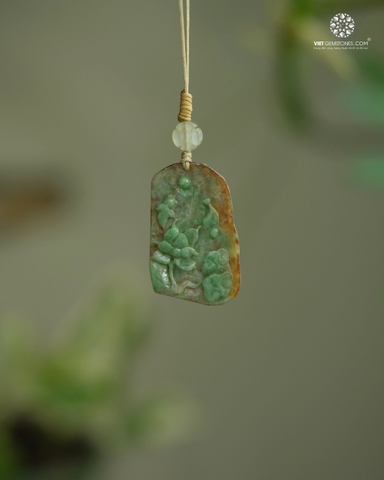 Mặt Ngọc Chạm Hoa Cẩm Thạch - Jadiete