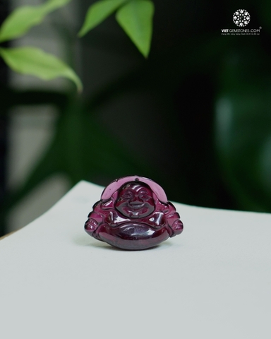 Mặt Dây Chuyền Phật Di Lặc Ngọc Hồng Lựu - Garnet
