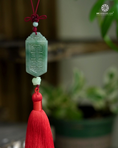 Ngọc Bội Treo Xe Bài Cổ Cẩm Thạch