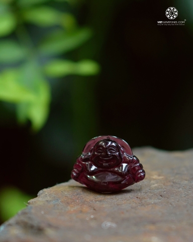 Mặt Dây Chuyền Phật Di Lặc Ngọc Hồng Lựu - Garnet