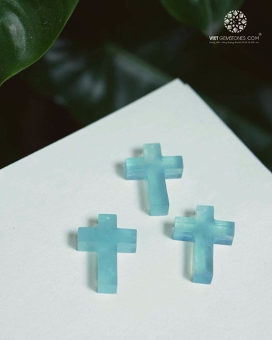 Mặt Dây Chuyền Thánh Giá Hải Lam Ngọc - Aquamarine