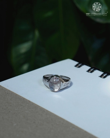 Nhẫn Super Seven Bạc 950 Xi Bạch Kim