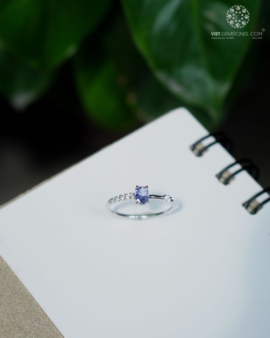 Nhẫn Bạc Đá Tanzanite - Bạc 950 Xi Bạch Kim