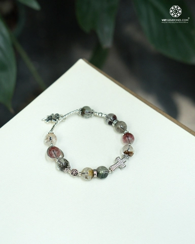 Lắc Tay Mân Côi Ưu Linh Đa Sắc Charm Bạc