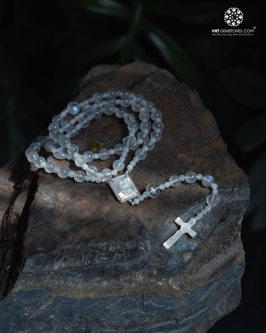 Tràng Hạt Mân Côi 50 Kinh Đá Mặt Trăng - Moonstone