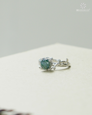 Nhẫn Bạc Băng Ngọc Thủy Tảo - Moss Agate 03