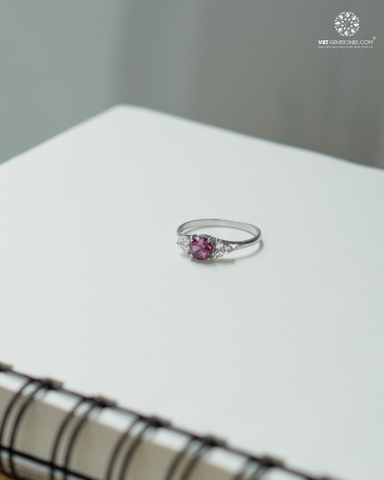 Nhẫn Bạc Spinel Đính Đá Bạc 950 Phủ Bạch Kim