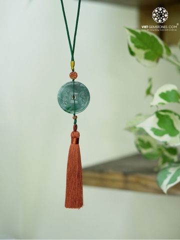 Ngọc Bội Treo Xe Đồng Xu Cẩm Thạch Jadeite