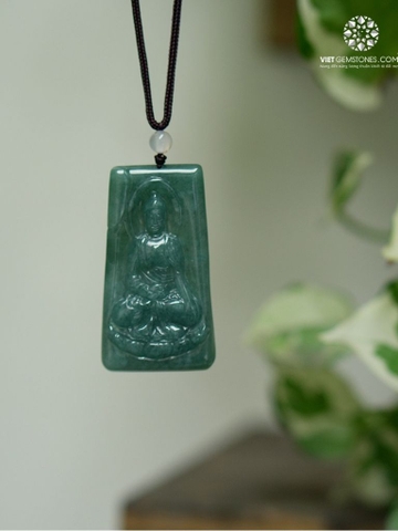 Mặt Dây Chuyền A Di Đà Cẩm Thạch Lam Ngọc