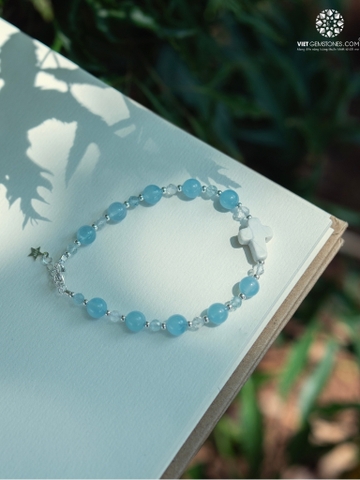 Lắc Tay Mân Côi Hải LAm Ngọc - Aquamarine