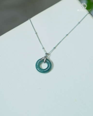 Mặt Dây Chuyền Đồng Điếu Cẩm Thạch Lam Ngọc Khảm Bạc