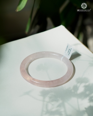 Vòng Nguyên Khối Thạch Anh Hồng - RoseQuartz Bản đũa