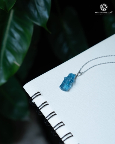 Mặt Dây Chuyền Trúc Báo Bình An Aquamarine