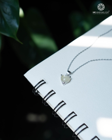 Mặt Dây Chuyền Trái Tim Thạch Anh Tóc Vàng (chưa kèm dây đeo)