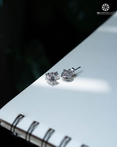 Bông Tai Bạc Tinh Thể Thô Herkimer Diamond -  Bạc 950 02