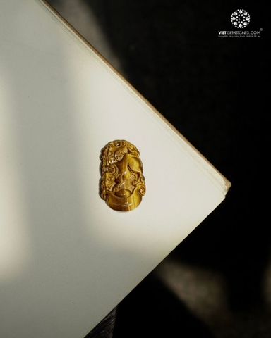 Móc khóa 12 Con Giáp đá Mắt Hổ Vàng - Tuổi Sửu