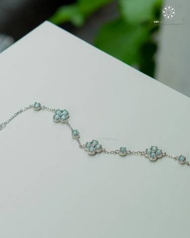 Lắc Tay Cỏ 4 Lá Cẩm Thạch Lam Ngọc - Jadeite