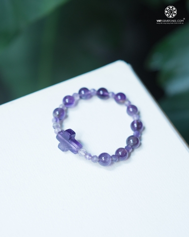 Chuỗi Mân Côi Thạch Anh Tím Ngọc 6mm cho em bé