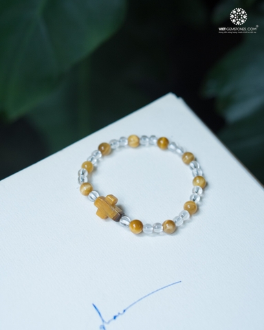 Chuỗi Mân Côi đá Mắt Hổ Vàng 6mm Chuẩn Đẹp Cho Em Bé