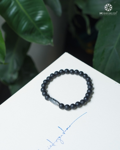 Vòng Tay Đá Nham Thạch 6mm Phối Charm Dzi