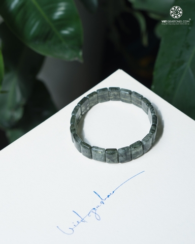 Vòng tay Thạch anh tóc xanh dạng bản