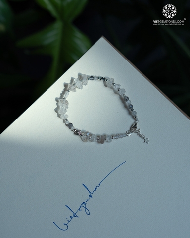 Lắc tay Herkimer Diamond charm bạc