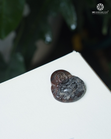 Mặt Dây Chuyền Phật Di Lặc Gỗ Hoá Thạch