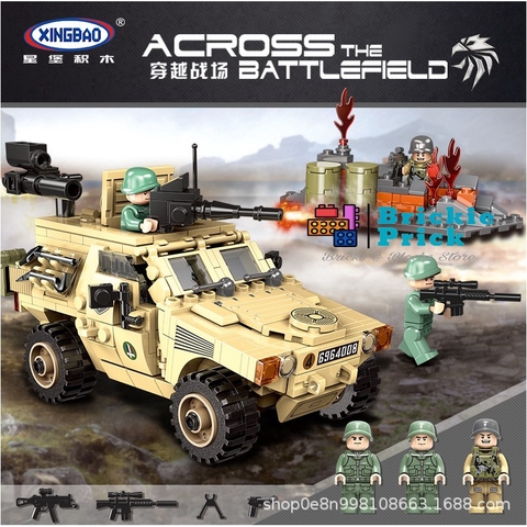Non Lego Army Xe Jeep Quân Sự- Mô hình láp ráp Xe Chiến Đấu Lego- BRICKIE PRICK