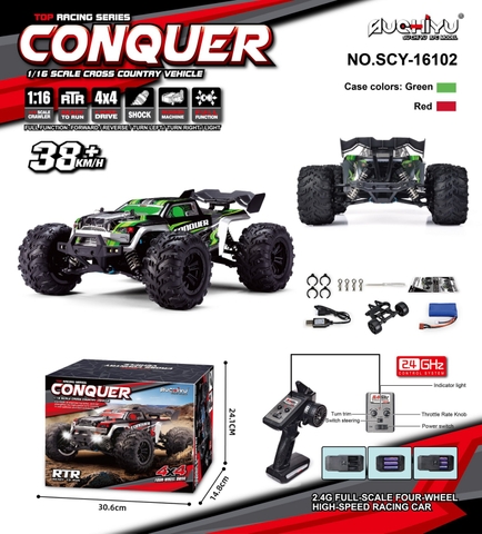 Đồ Chơi Siêu Xe Điều Khiển Từ Xa Tốc Độ Cao Conquer Suchiyu SCY16102 Tốc Độ Từ 35 - 40 km/h Màu Xanh Lá