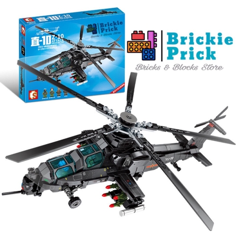Non - Lego Army - Máy Bay Trực Thăng Chiến Đấu Z-10 - Đồ Chơi Lắp Ráp - Brickie Prick