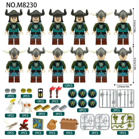 Đồ Chơi Lắp Ráp Mô Hình Chủ Đề Trung Cổ Set 12 Nhân Vật Viking Đầy Đủ Phụ Kiện