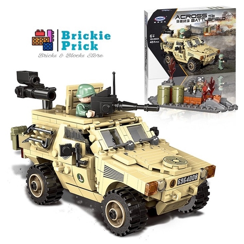 Non Lego Army Xe Jeep Quân Sự- Mô hình láp ráp Xe Chiến Đấu Lego- BRICKIE PRICK