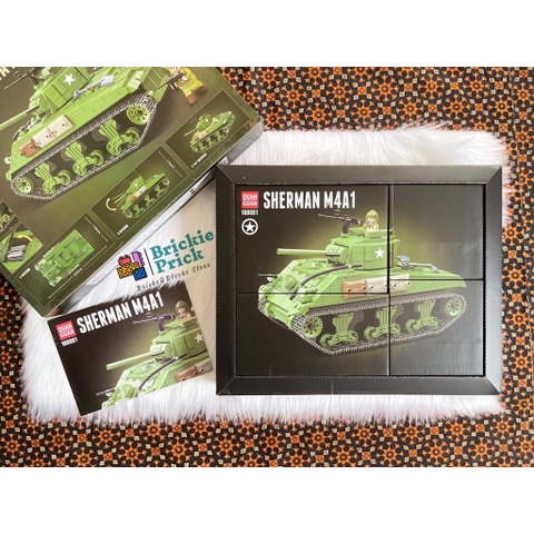 Non Lego Army Xe Tăng SHERMAN M4A1 - Mô hình láp ráp Xe tăng chiến đấu Lego- BRICKIE PRICK