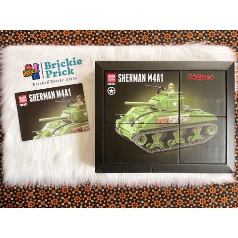 Non Lego Army Xe Tăng SHERMAN M4A1 - Mô hình láp ráp Xe tăng chiến đấu Lego- BRICKIE PRICK