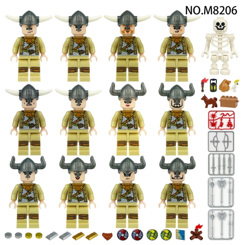 Đồ Chơi Lắp Ráp Mô Hình Chủ Đề Trung Cổ Set 12 Nhân Vật Viking Đầy Đủ Phụ Kiện