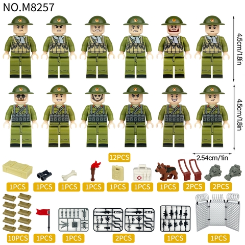 Đồ Chơi Lắp Ráp Quân Đội Set 12 Figure Nhân Vật Đầy Đủ Phụ Kiện