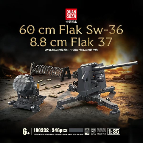 Đồ Chơi Lắp Ráp Pháo Phòng Không 8.8cm Flak 37 & Đèn Pha SW-36