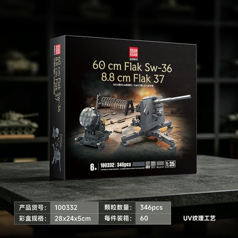 Đồ Chơi Lắp Ráp Pháo Phòng Không 8.8cm Flak 37 & Đèn Pha SW-36
