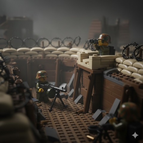 Đồ Chơi Lắp Ráp Mô Hình Nhân Vật Sĩ Quan Lính Ngụy Trang Mùa Thu WW2 Đức