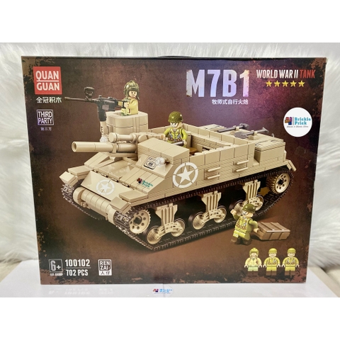 Non - Lego Army/ Quân sự- Xe Tăng WW2 M7B1 -Đồ chơi lắp ráp - Brickie Prick