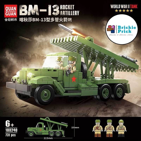 Non - Lego Army- WW2 Xe Tăng Quân Sự BM-13 Katyusha - Đồ Chơi Lắp Ráp - Brickie Prick