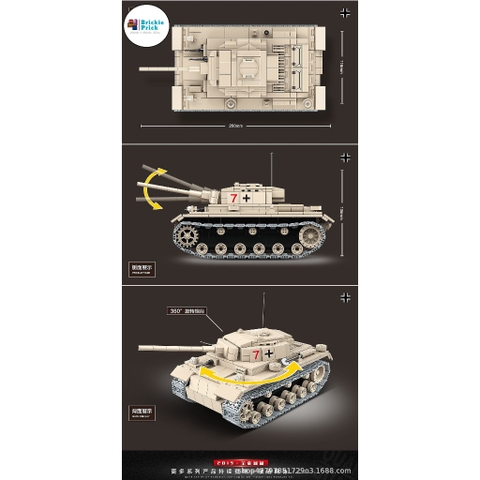 Đồ Chơi Lắp Ráp Mô Hình Quân Đội Xe Tăng Chiến Đấu PANZERKAMPFWAGEN III - Đồ chơi lắp ráp - Brickie Prick