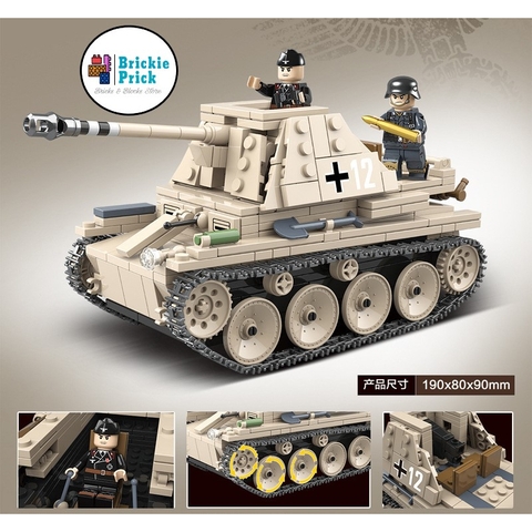 Non - Lego Army - Xe Tăng SD.KFZ.138 MARDER III AUSF.H - Đồ Chơi Lắp Ráp - Brickie Prick