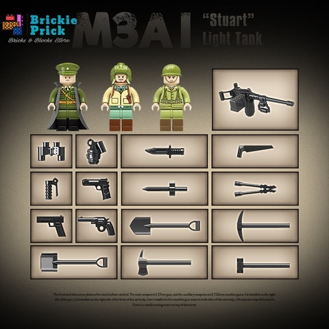 Non - Lego Army - Xe Tăng Quân Sư M3A1 - Đồ Chơi Lắp Ráp - Brickie Prick