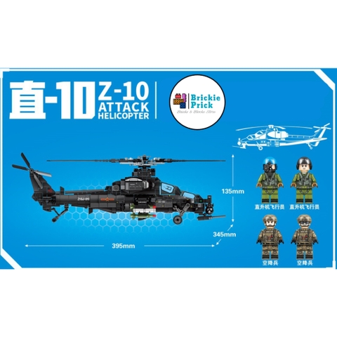 Non - Lego Army - Máy Bay Trực Thăng Chiến Đấu Z-10 - Đồ Chơi Lắp Ráp - Brickie Prick