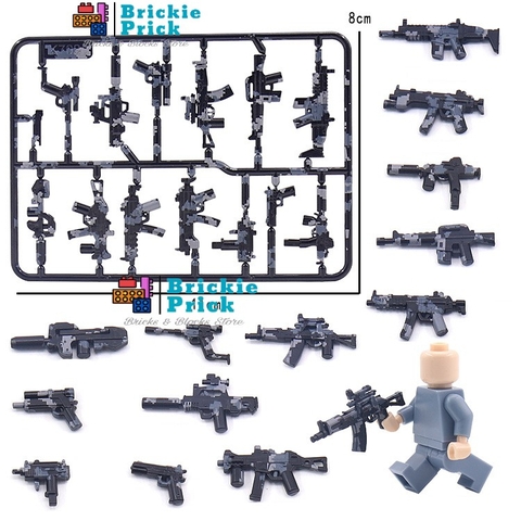 Đồ Chơi Lắp Ráp Mô Hình Army -  Phụ Kiện Súng Camo Xám - Đồ chơi lắp ráp - Brickie Prick