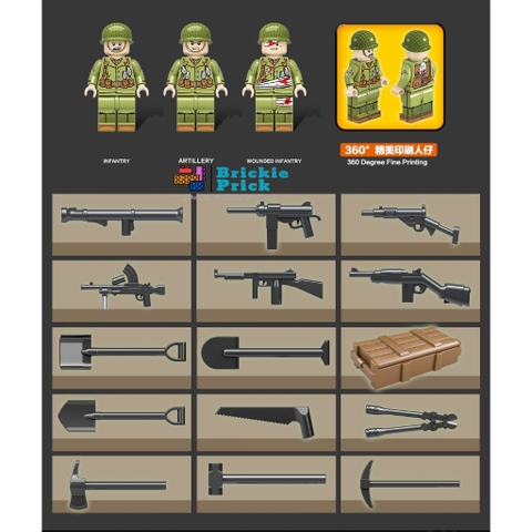 Non - Lego Army- WW2 XE BỌC THÉP M16 - Đồ chơi lắp rắp - Brickie Prick